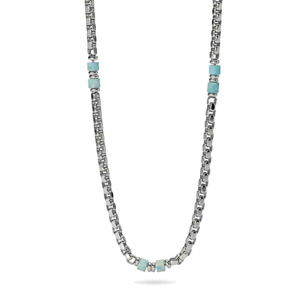 Collana Uomo in acciaio e diaspro azzurro Style 03 851106 Kidult