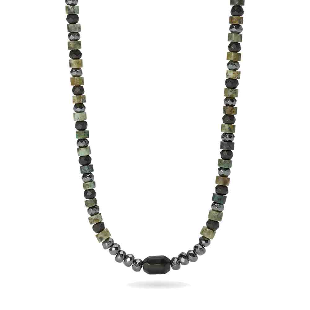 Collana Uomo regolabile con ematite e turchese verde Style 40 851114 Kidult