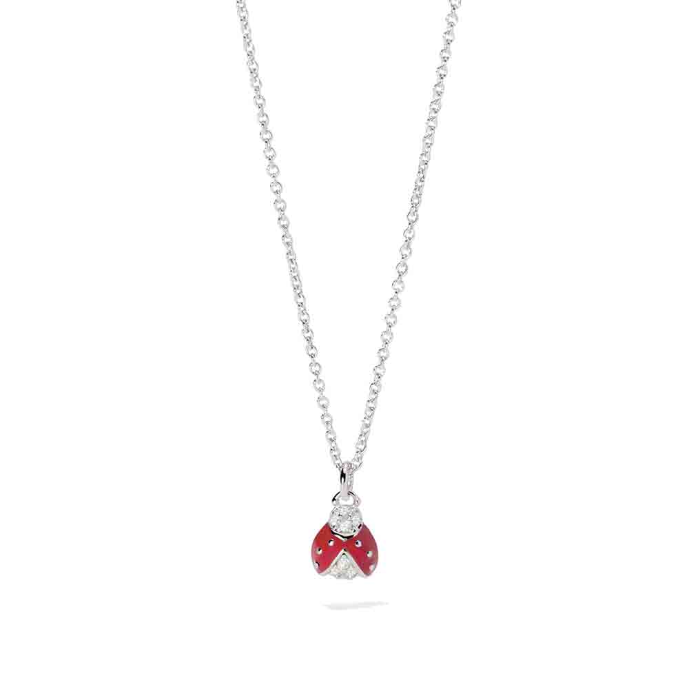 Collana bambina in argento con coccinella smaltata e zirconi Mabina Gioielli