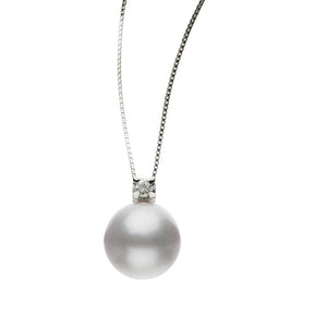 Collana con Perla Australiana e Diamante Oro Bianco Genesia