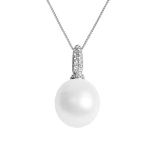 Collana con Perla Australiana e Diamante Oro Bianco Genesia