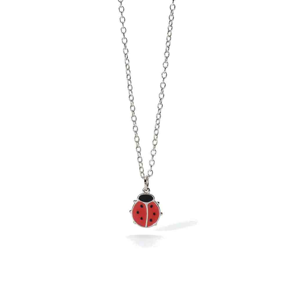 Collana per bambina in argento con ciondolo coccinella smaltato Mabina Gioielli