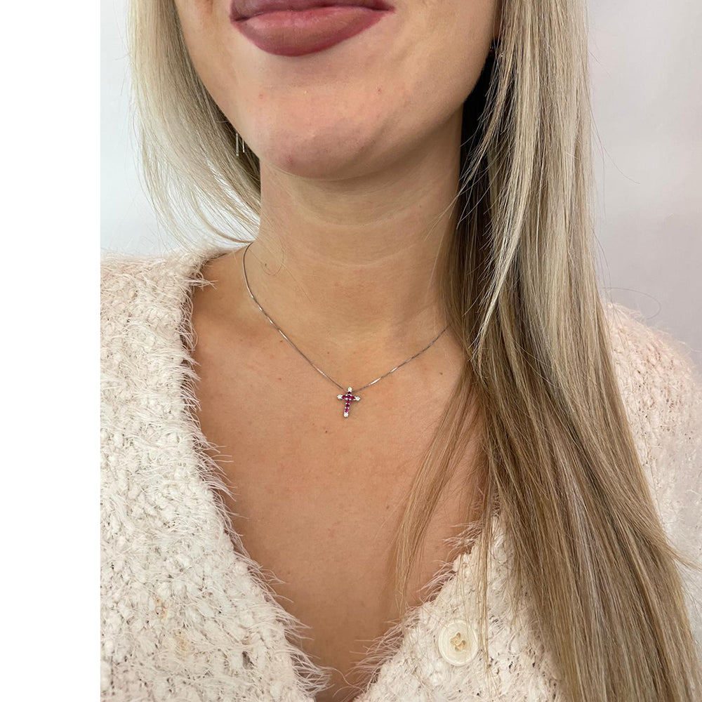 Collana Croce con Rubini Rossi CLN010623 RB1 - Davite & Delucchi