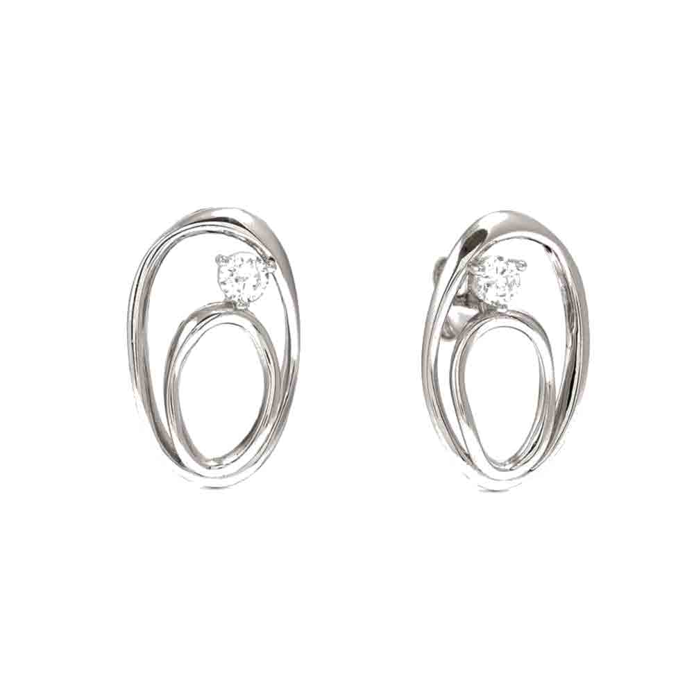 Orecchini Donna Argento My Rebel Art Ovali con Pietra Bianca Nomination