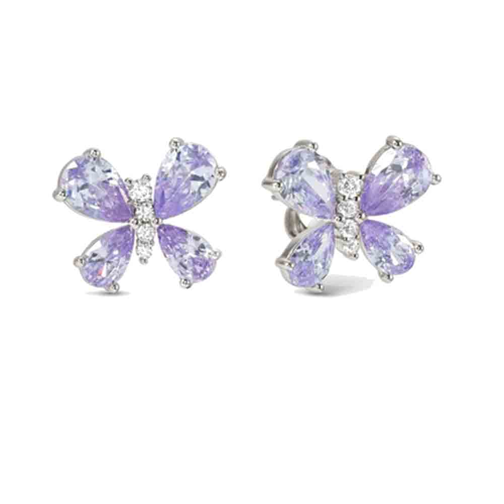 Orecchini Pendenti Donna Argento 925 Placcato Oro 14k – Farfalla E Fulmine Con Zirconi – Ipoallergenici