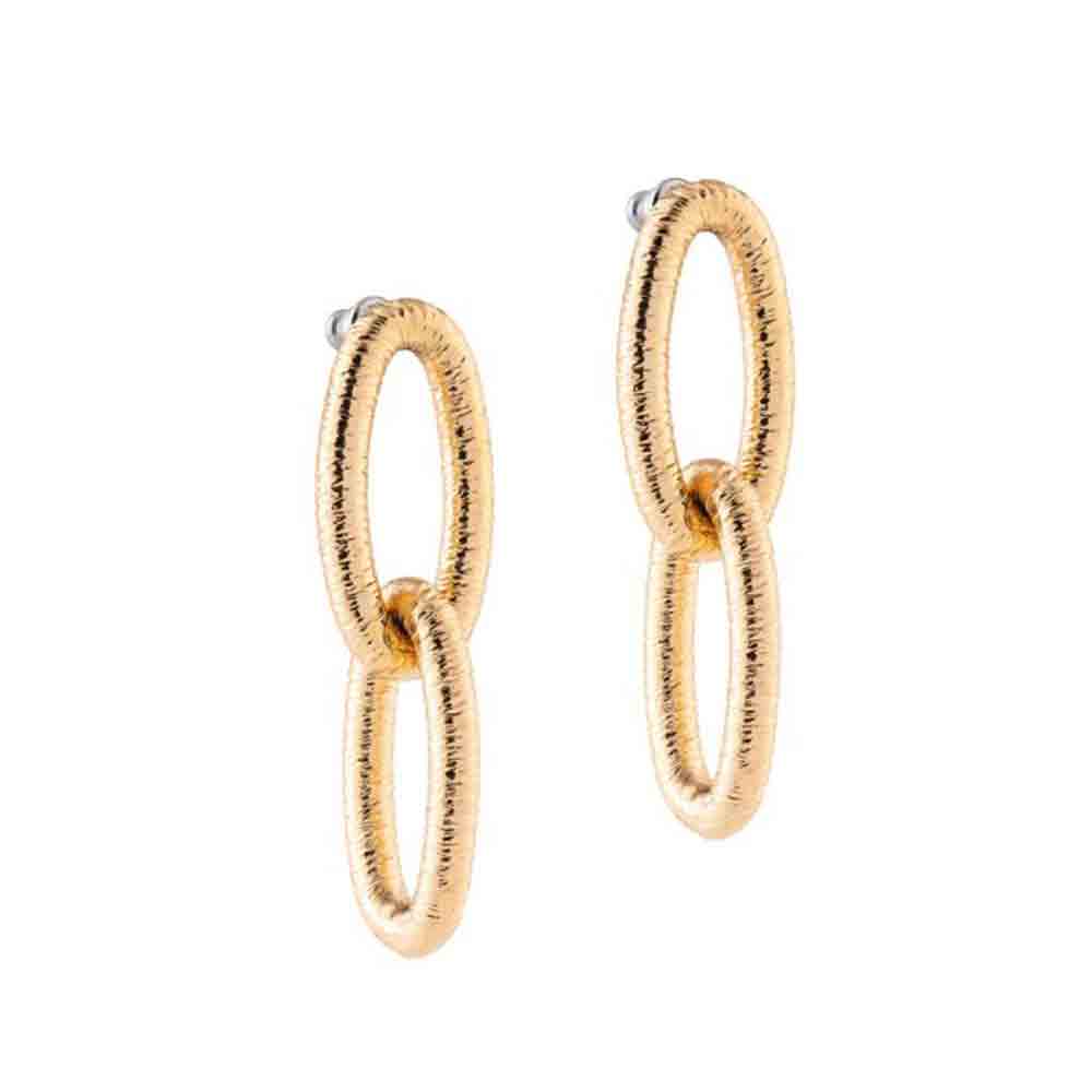 BG&WLing Orecchini A Doppio Cerchio Placcati Oro 18K – Design A Graffetta – Regalo Per Lei - 3