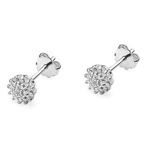 Orecchini Donna Fiore Oro Bianco 9 Carati con Zirconi