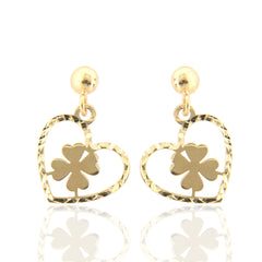 Orecchini Pendenti in Oro con Cuore di Strass