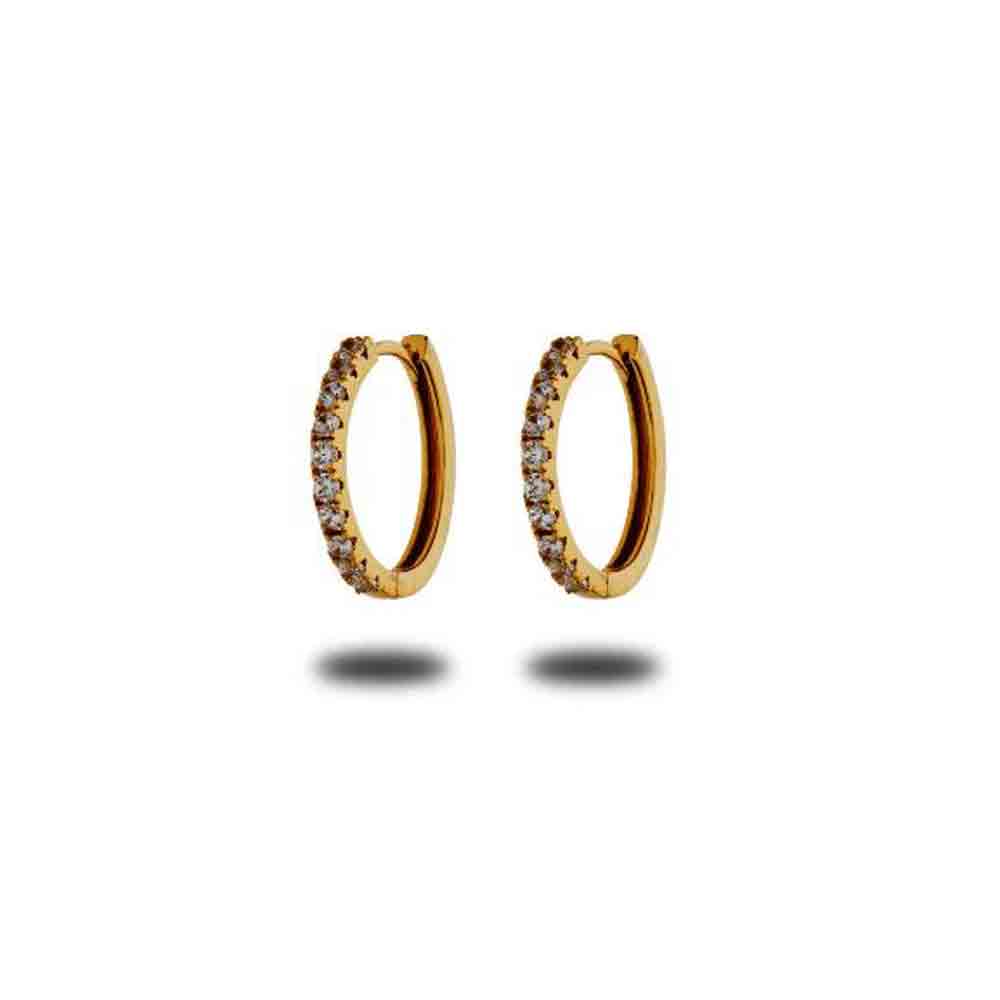 Orecchini Donna a Cerchio Oro Giallo con Zirconi