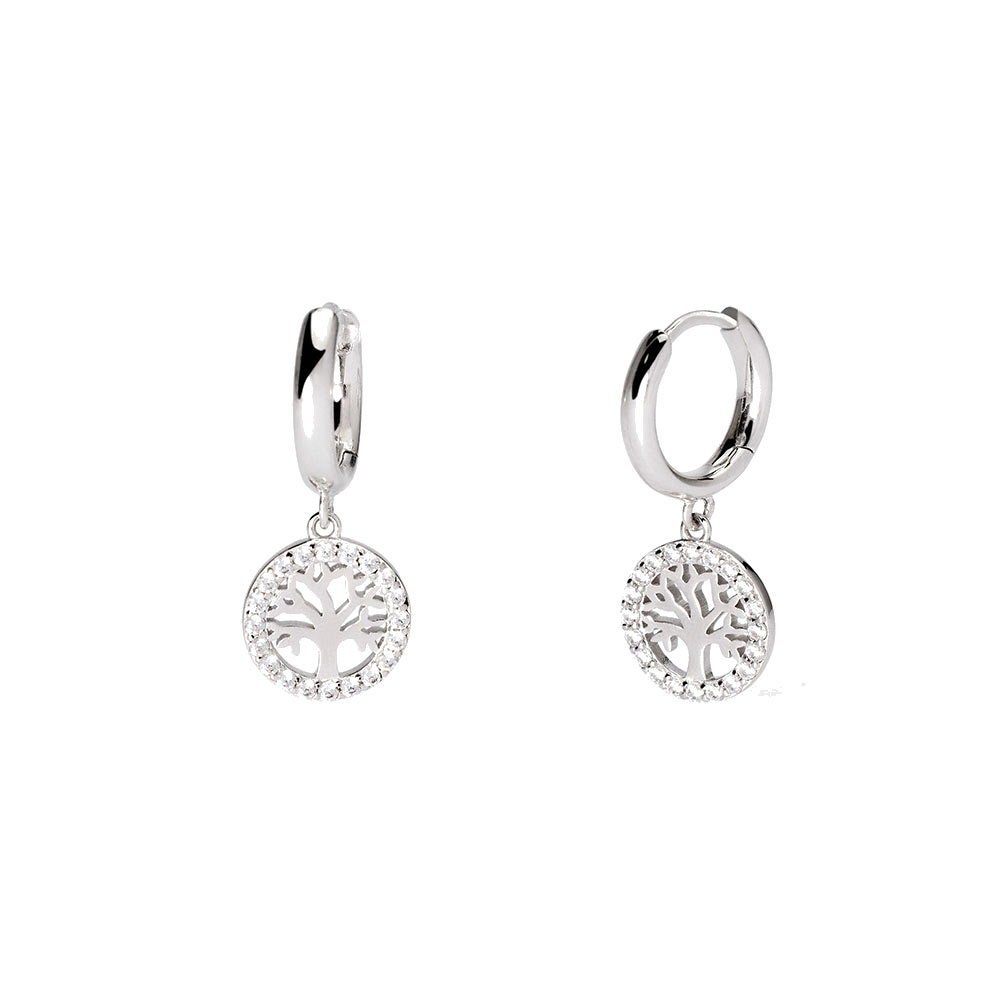 Orecchini da donna in argento 925 con mandala 21 mm, albero della vita, fiore di edera, motivo floreale