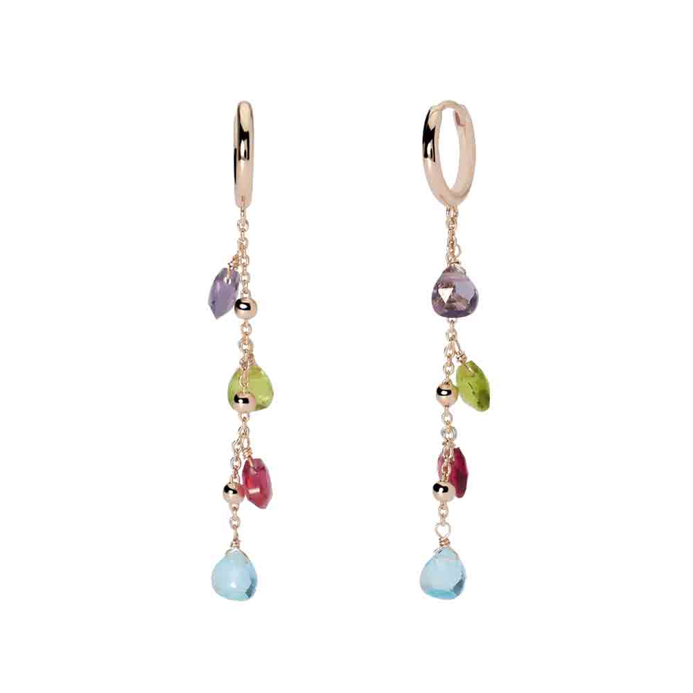 Orecchini Donna in Argento Rose pendenti con glass multicolor Mabina Gioielli