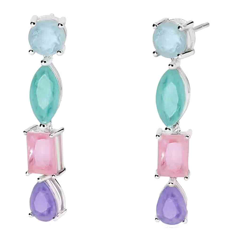 Orecchini Donna in Argento fusion stone glass multicolor Mabina Gioielli