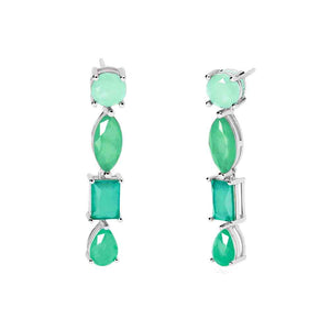 Orecchini Donna in argento con fusion stone glass verde Mabina Gioielli