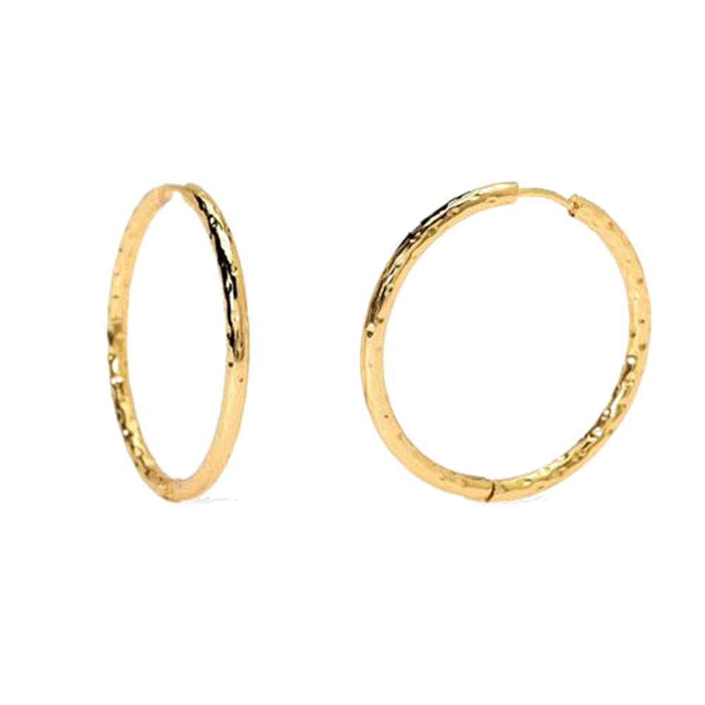Orecchini a cerchio dorati in acciaio effetto martellato Style 09 861076 Kidult