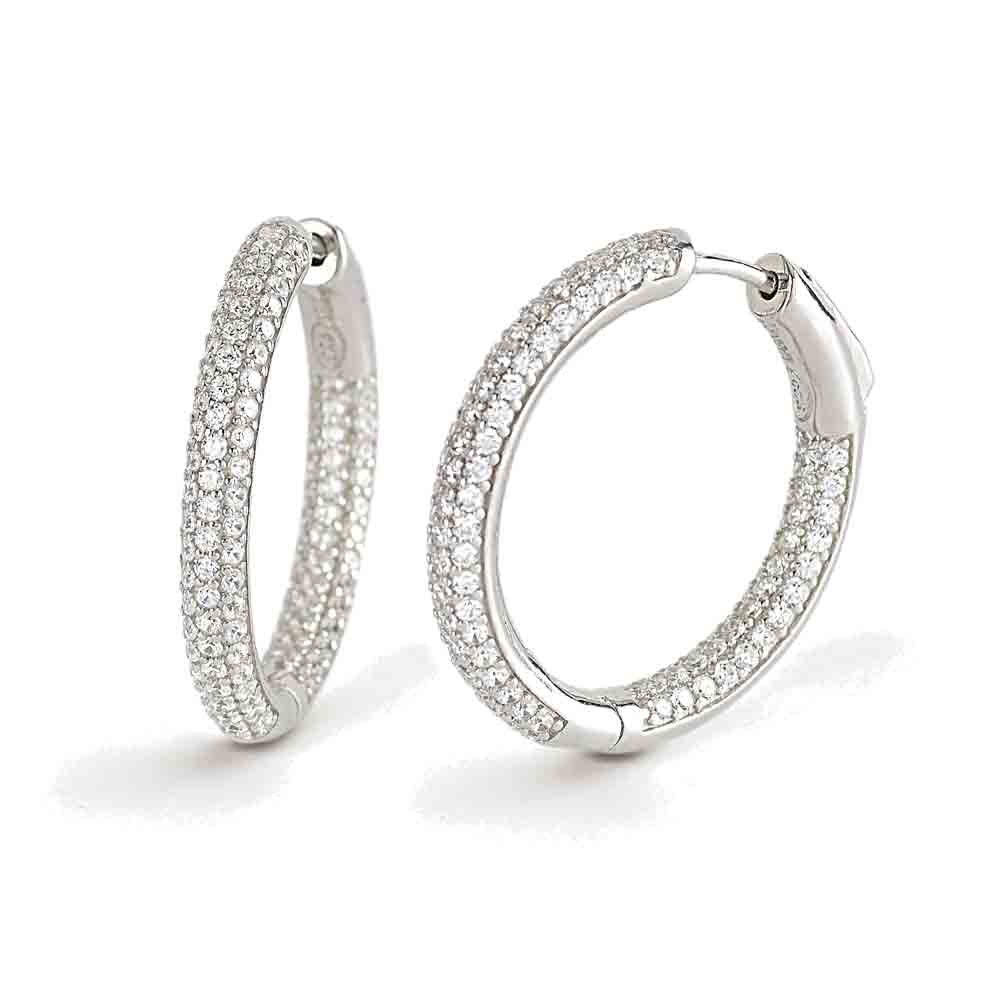 Orecchini a cerchio medio con pavé di zirconi Mabina Gioielli