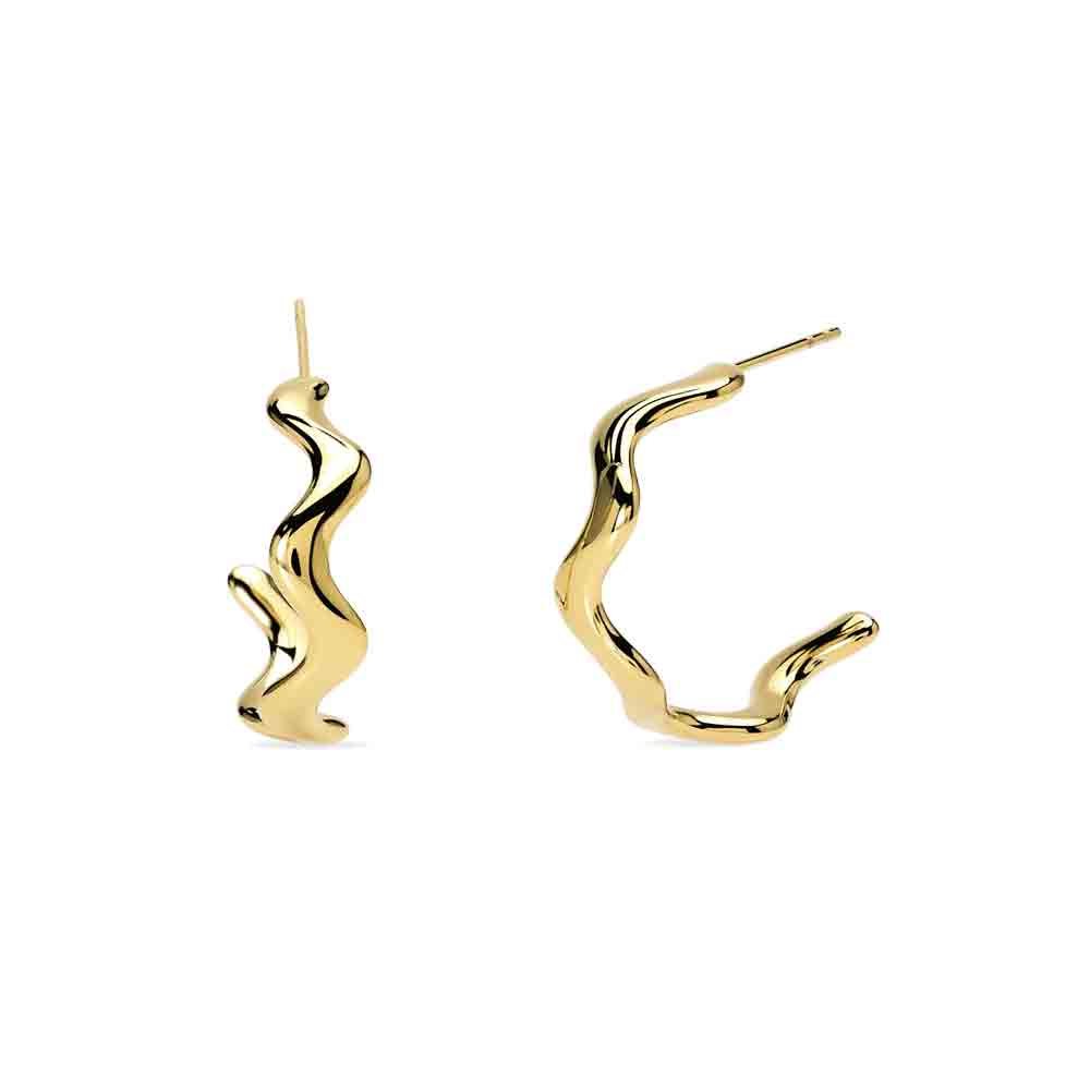 Orecchini dorati a cerchio aperti ondulati Style 82 861114 Kidult