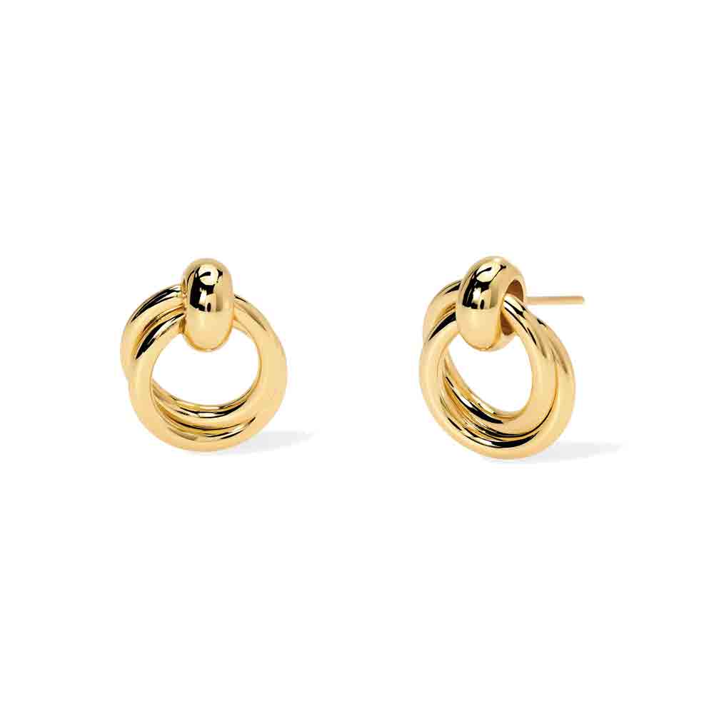 Orecchini pendenti a doppio cerchio in argento sterling vintage - Italia Orecchini pendenti a doppio cerchio in argento sterling vintage - Italia
