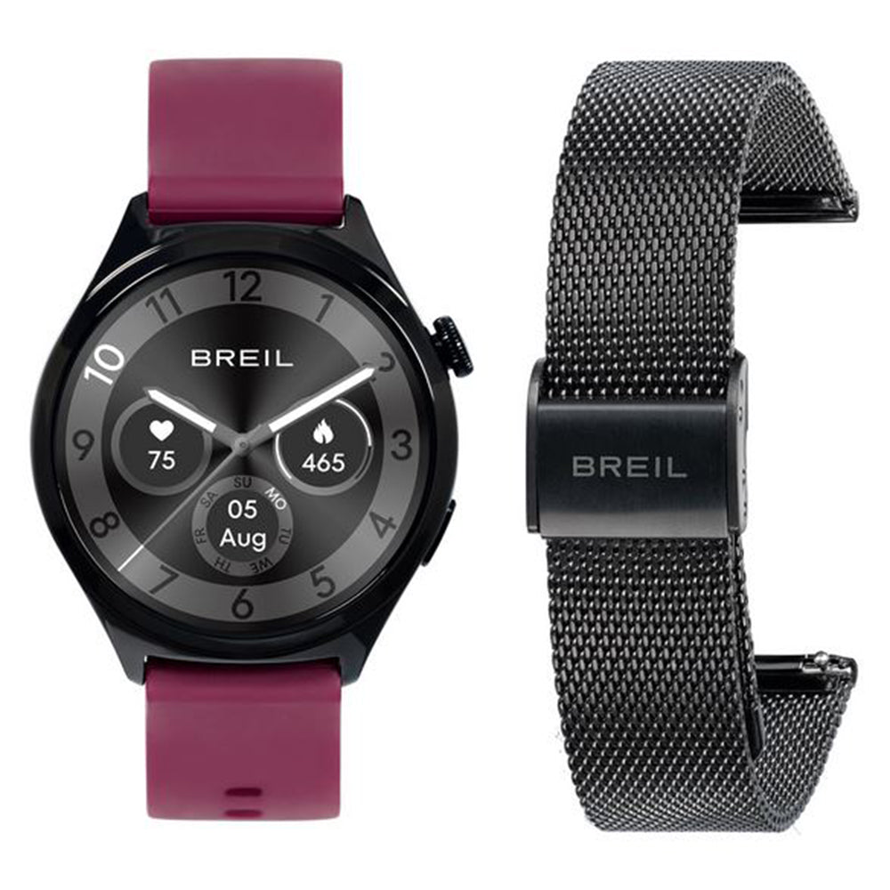 Orologio Unisex Smartwatch BC 3.9 Nero Doppio Cinturino Bordeaux e Nero Breil