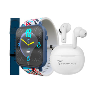 Orologio Unisex Smartwatch Dreamer Blu con Doppio Cinturino e Cuffie Techmade