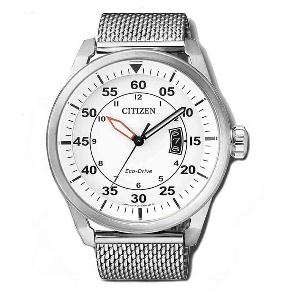 Orologio Uomo Acciaio Eco Drive Aviator Bianco Citizen