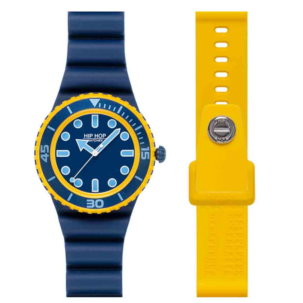 Orologio Uomo Master Doppio Cinturino Blu e Giallo HWU1261 Hip Hop