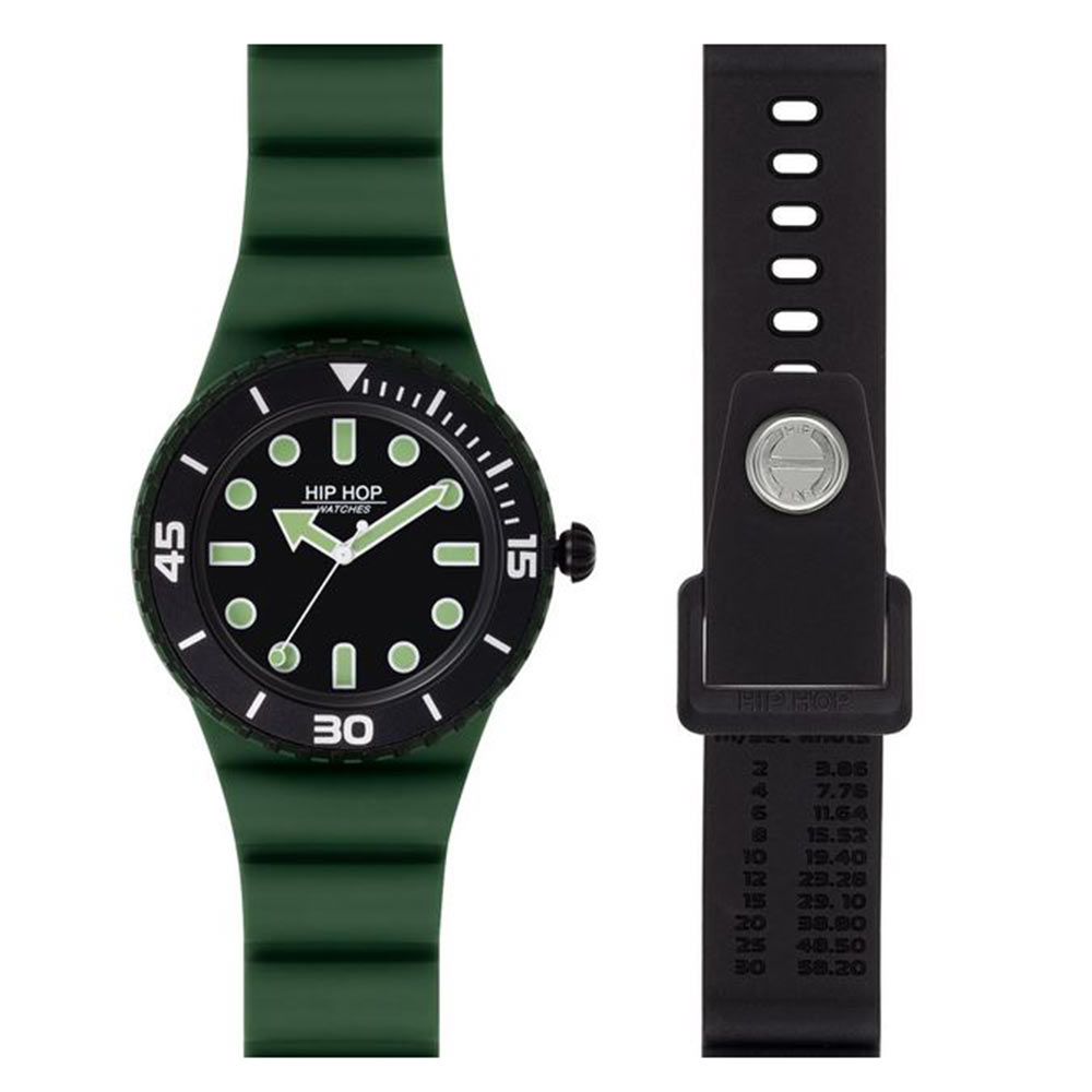 Orologio Uomo Master Doppio Cinturino Nero e Verde HWU1236 Hip Hop