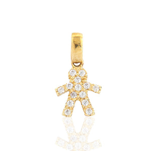 Pendente Donna in Oro Giallo Bambino con Zirconi
