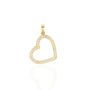 Pendente in Oro Giallo Cuore con Zirconi
