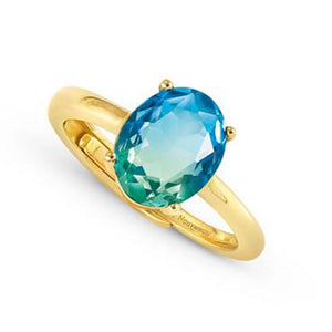 Anello Donna Argento Gold Symbiosi Celeste Verde  Nomination