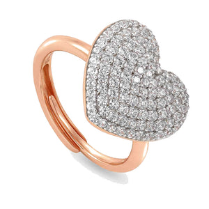 Anello Donna Argento Oro Rosa Easychic e Love Cuore Cubic Zirconia Bianchi Nomination