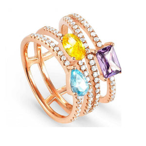 Anello Donna Argento Rose Colour Wave Mixed Misura 15 Nomination