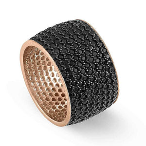 Anello Donna Argento Rose Emozioni Pietre Nera Misura 17 Nomination