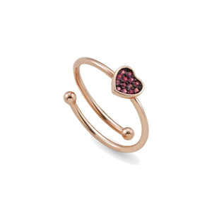Anello Donna Argento Rose SweetRock Cuore e Pietre Rosse Nomination
