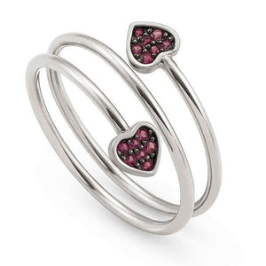 Anello Donna Argento Silver SweetRock Cuori e Pietre Rosse Nomination
