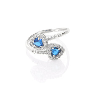 Anello Donna Contrarie in Oro Bianco con Zirconi e Zaffiro Sintetico