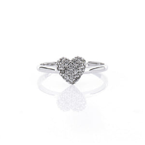 Anello Donna Cuore in Oro Bianco e Zirconi