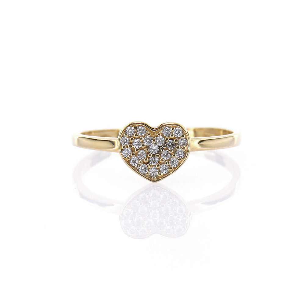 MARKO Anello Con Diamante E Cuore In Oro Giallo 14K (585) - 0,01 CT, Certificato, In Elegante Scatola Regalo