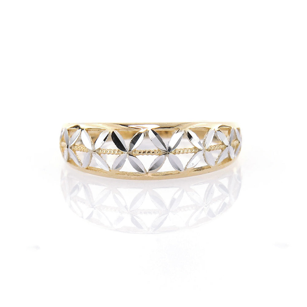 Anello Donna Fascia Ungari in Oro 2 Colori Diamantato