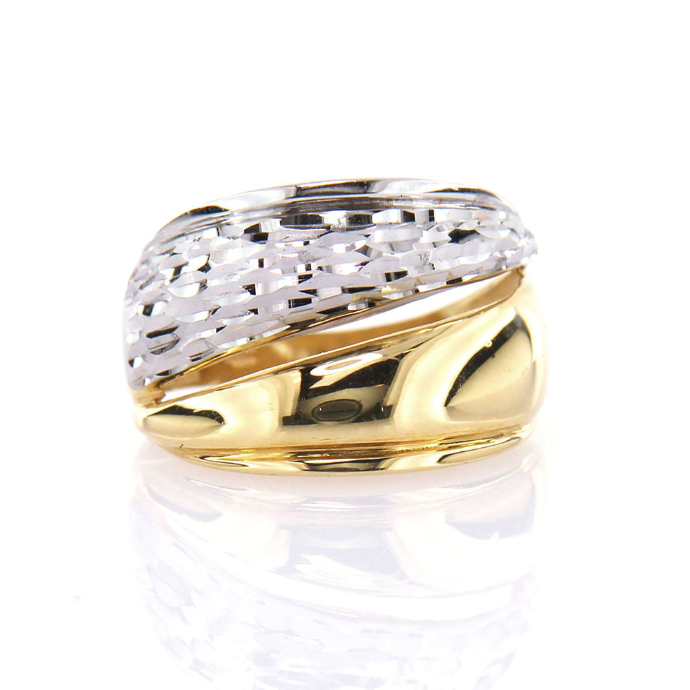 Anello Donna Fascia in Oro 2 Colori Diamantato