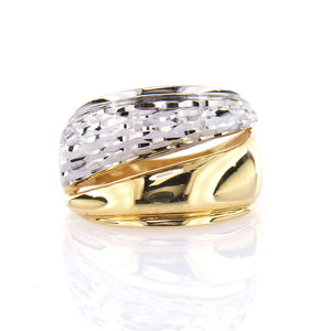 Anello Donna Fascia in Oro 2 Colori Diamantato