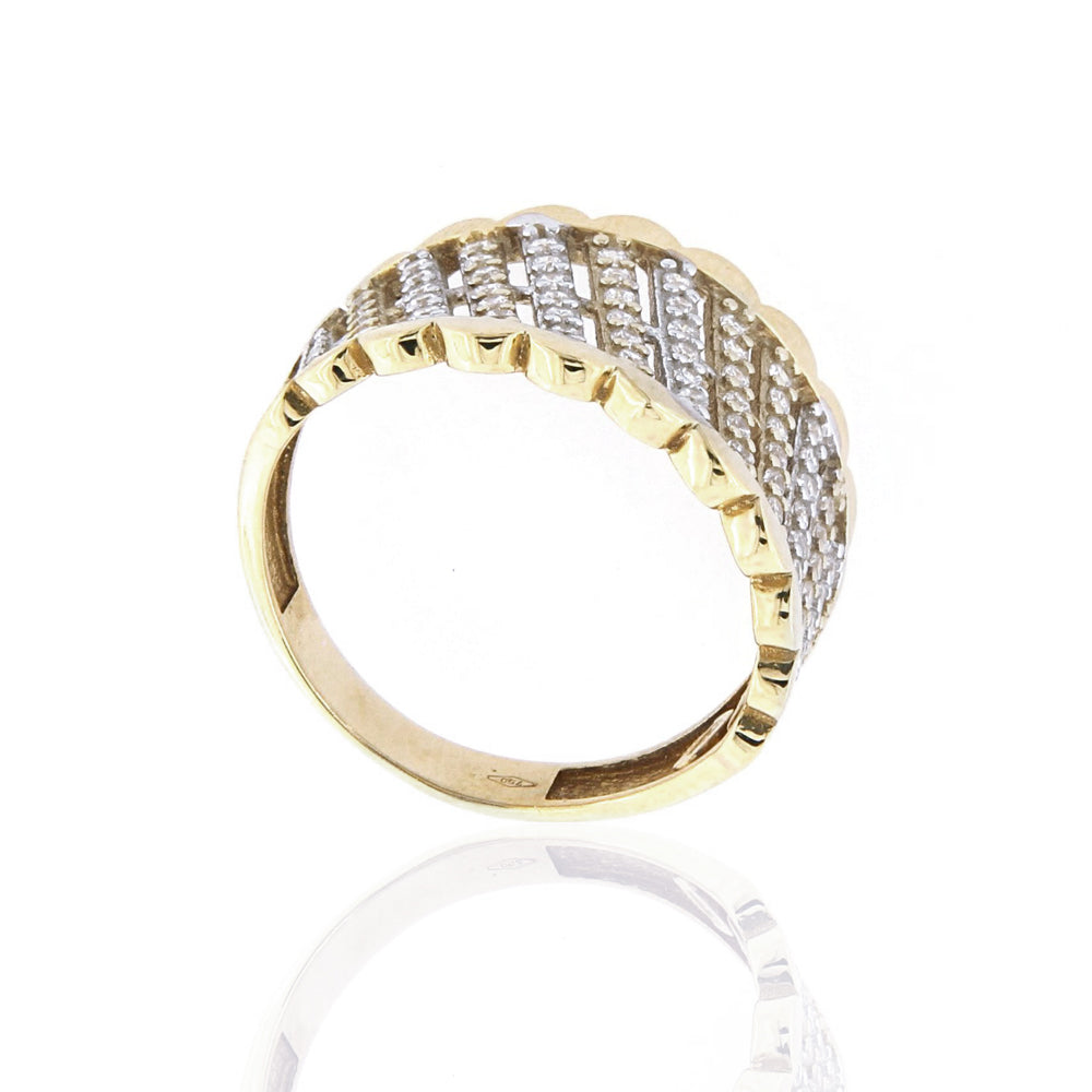 Anello Donna Fascia in Oro 2 Colori e Zirconi