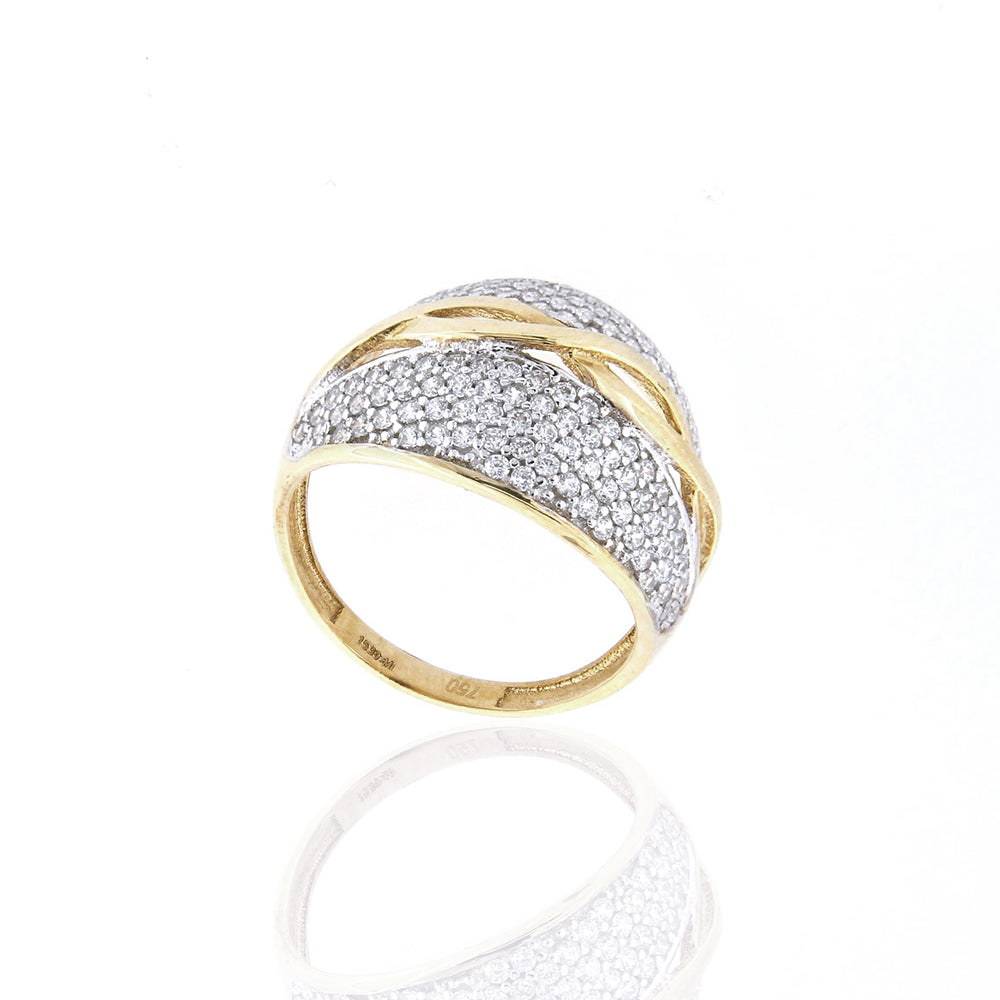 Anello Donna Fascia in Oro 2 Colori e Zirconi
