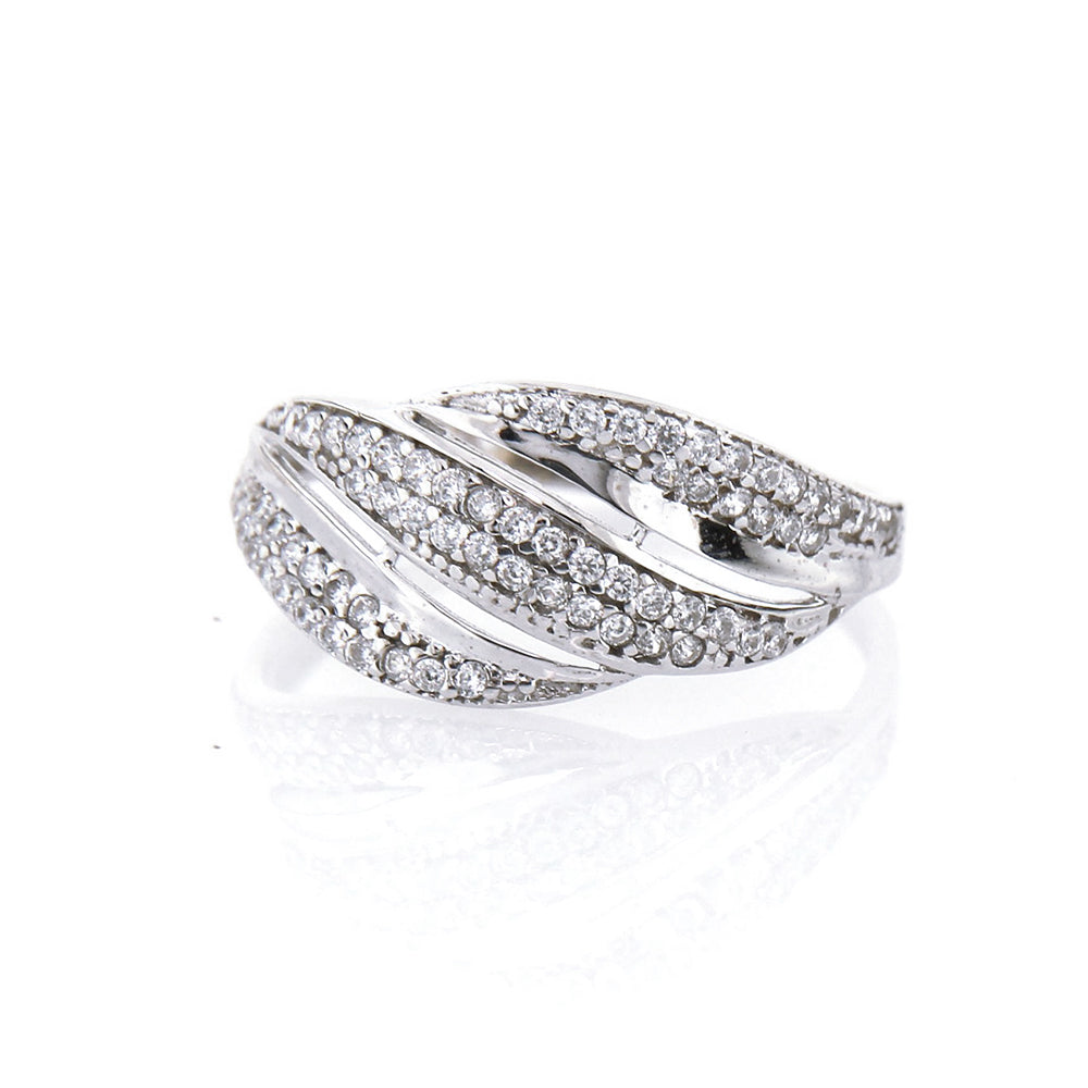 Anello Donna Fascia in Oro Bianco e Zirconi