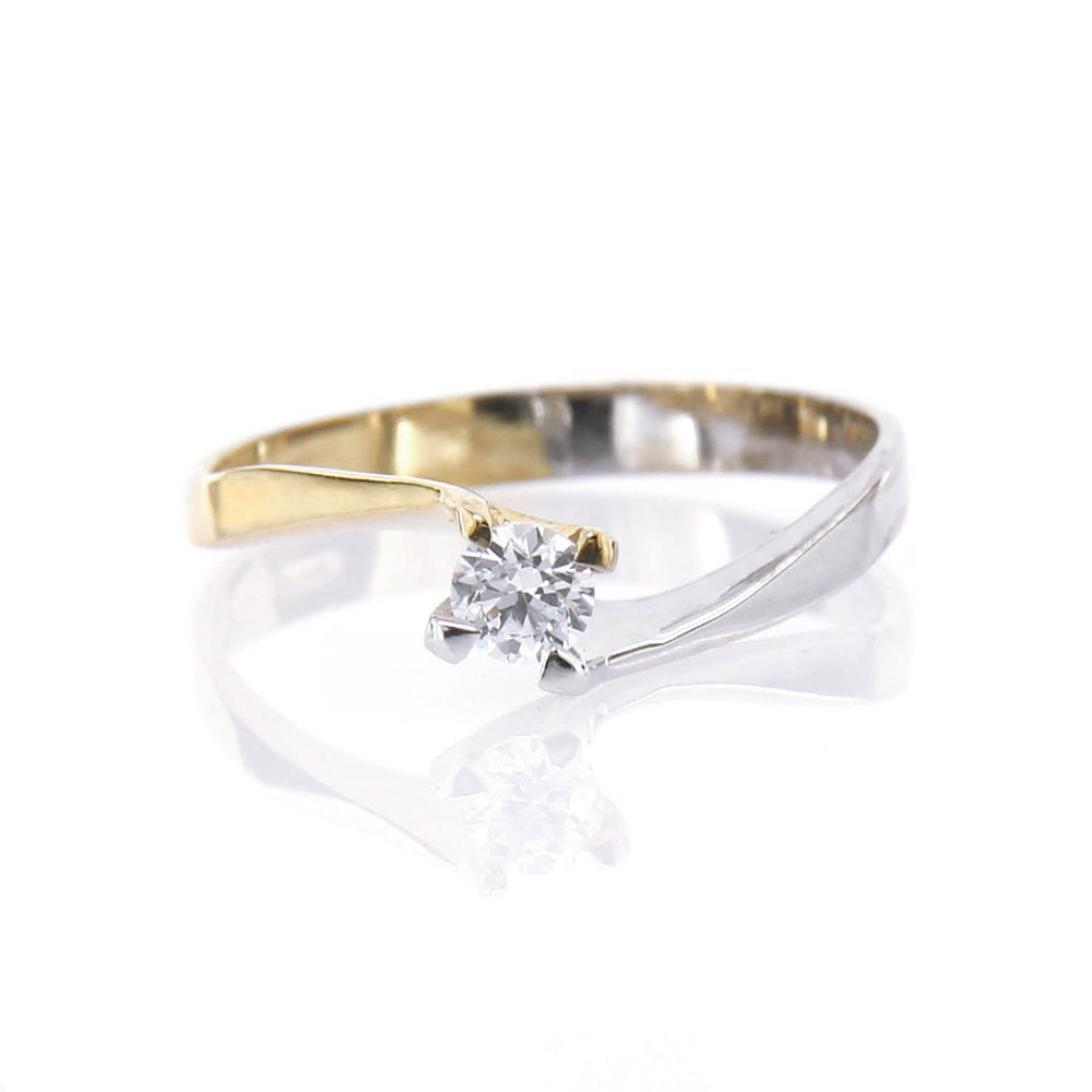 Anello Donna Solitario in Oro 2 Colori con Zircone