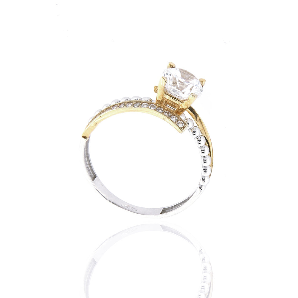 Anello Donna Solitario in Oro 2 Colori con Zirconi