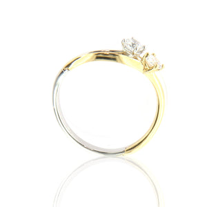 Anello Donna Trilogy in Oro Bianco e Giallo con Zirconi