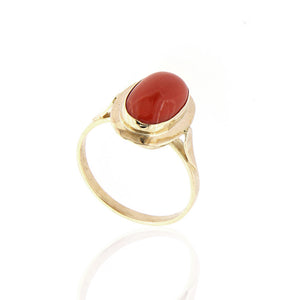 Anello Donna con Corallo in Oro Giallo