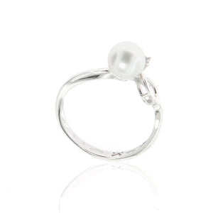 Anello Donna in Oro Bianco con Perla e Zirconi