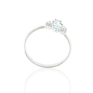 Anello Donna in Oro Bianco con Topazio Azzurro e Zirconi