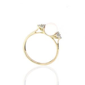 Anello Donna in Oro Giallo con Perla e Zirconi
